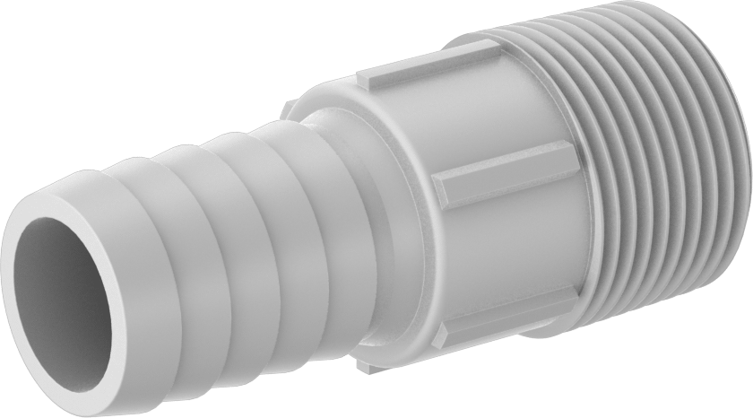 Plastik Dikenli Hortum Bağlantı Elemanı, Yiyecek ve İçecek için, Adaptör, 1" Hortum İç Çapı için, 1 NPT Erkek