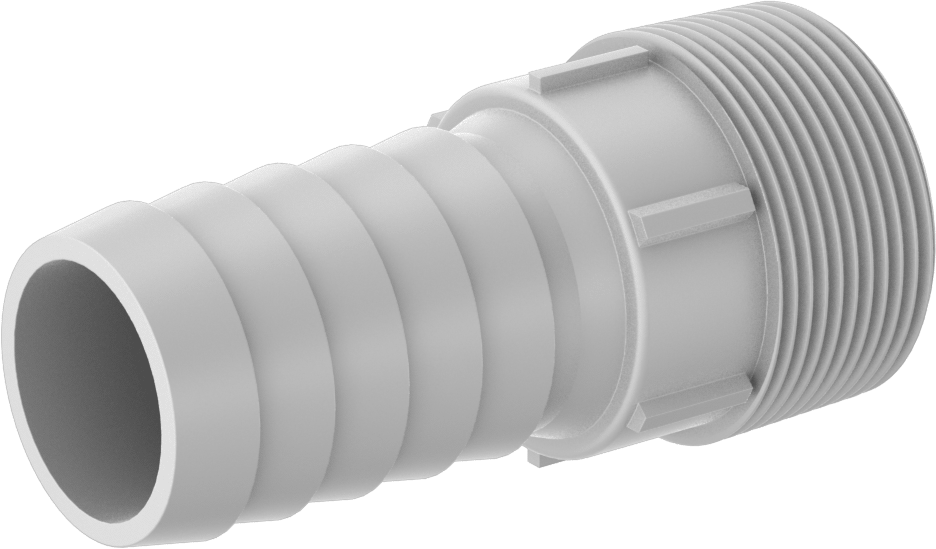 Plastik Dikenli Hortum Bağlantı Elemanı, Yiyecek ve İçecek için, 1-1/2" Hortum İç Çapı için, 1-1/2 NPT Erkek