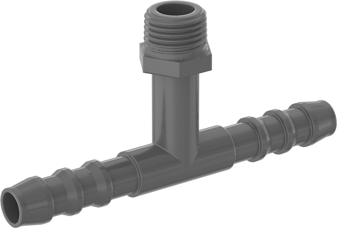 Plastik Dikenli Hortum Bağlantı Elemanı, 1/4" Hortum İç Çapı için Hat Üstü T Adaptörü, 1/8 NPT Erkek