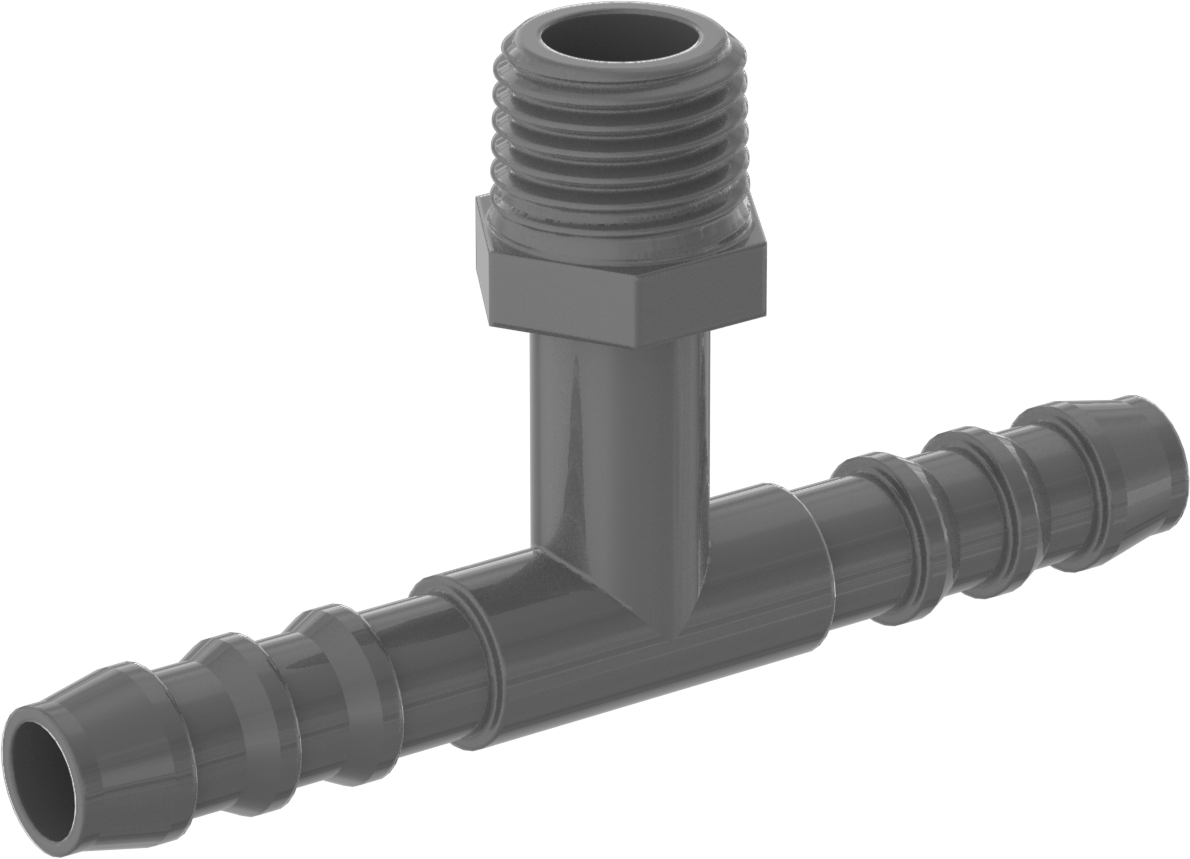 Plastik Dikenli Hortum Bağlantı Elemanı, 5/16" Hortum İç Çapı için Hat Üstü T Adaptörü, 1/4 NPT Erkek