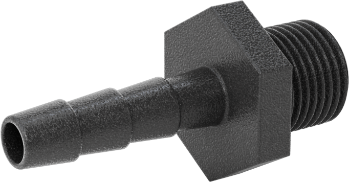 Plastik Dikenli Hortum Bağlantı Elemanı, Düz Adaptör, 3/8“ Hortum İç Çapı x 11/16”-16 Erkek