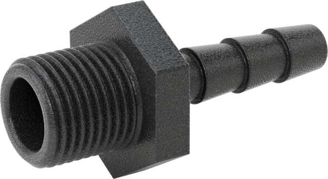 Plastik Dikenli Hortum Bağlantı Elemanı, Düz Adaptör, 3/8“ Hortum İç Çapı x 11/16”-16 Erkek
