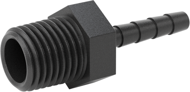Plastik Dikenli Hortum Bağlantı Elemanı, Adaptör, 3/16" Hortum İç Çapı, 1/4 NPT Erkek, 150 PSI