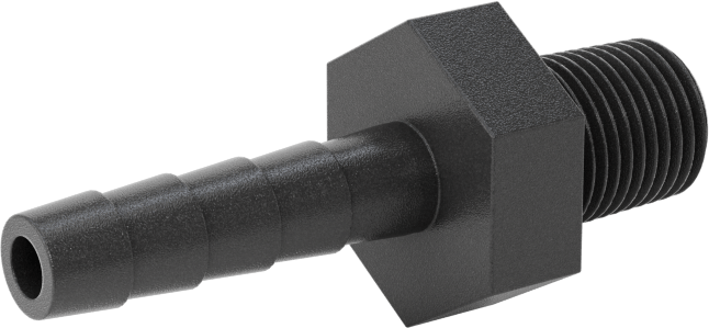 Plastik Dikenli Hortum Bağlantı Elemanı, Su için, Adaptör, 1/4" Hortum İç Çapı, 1/8 NPT Erkek, 150 PSI