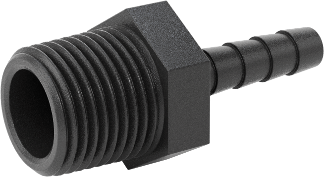 Plastik Dikenli Hortum Bağlantı Elemanı, Su için, Adaptör, 1/4" Hortum İç Çapı, 3/8 NPT Erkek, 150 PSI