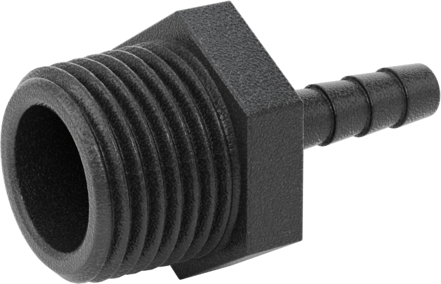 Plastik Dikenli Hortum Bağlantı Elemanı, Su için, Adaptör, 1/4" Hortum İç Çapı, 1/2 NPT Erkek, 150 PSI