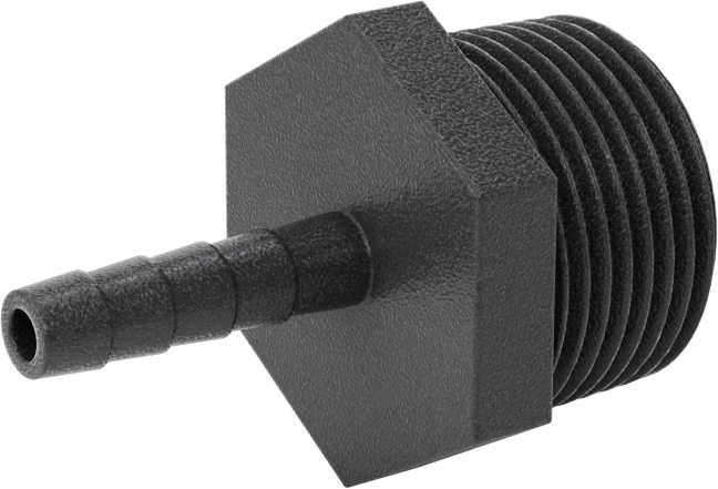 Plastik Dikenli Hortum Bağlantı Elemanı, Su için, Adaptör, 1/4" Hortum İç Çapı, 3/4 NPT Erkek, 150 PSI