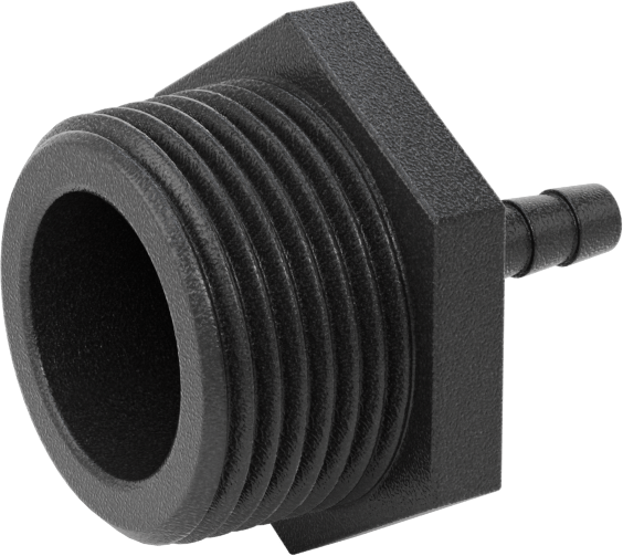 Plastik Dikenli Hortum Bağlantı Elemanı, Su için, Adaptör, 1/4" Hortum İç Çapı, 1 NPT Erkek, 150 PSI