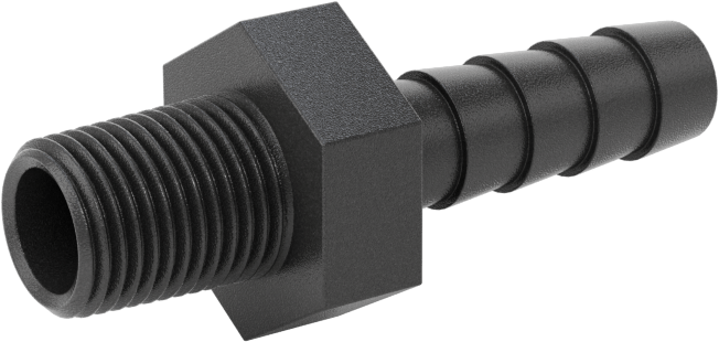 Plastik Dikenli Hortum Bağlantı Elemanı, Adaptör, 5/16" Hortum İç Çapı, 1/8 NPT Erkek, 150 PSI