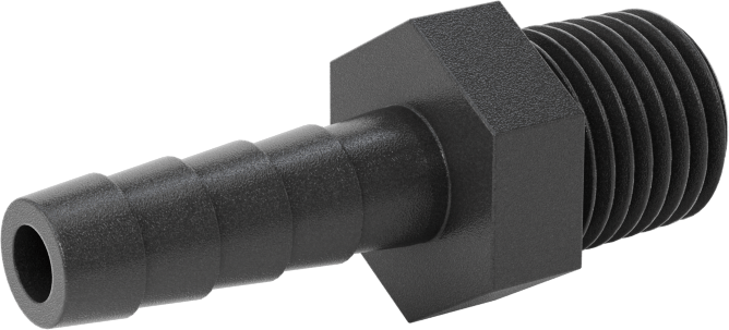 Plastik Dikenli Hortum Bağlantı Elemanı, Adaptör, 5/16" Hortum İç Çapı, 1/4 NPT Erkek, 150 PSI