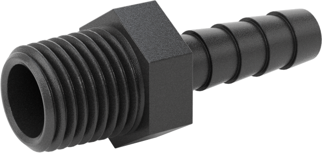 Plastik Dikenli Hortum Bağlantı Elemanı, Adaptör, 5/16" Hortum İç Çapı, 1/4 NPT Erkek, 150 PSI