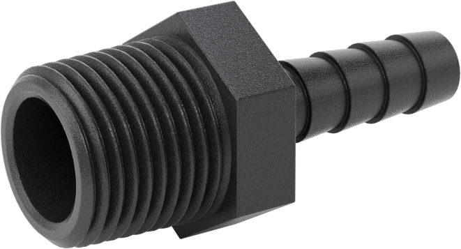 Plastik Dikenli Hortum Bağlantı Elemanı, Adaptör, 5/16" Hortum İç Çapı, 3/8 NPT Erkek, 150 PSI