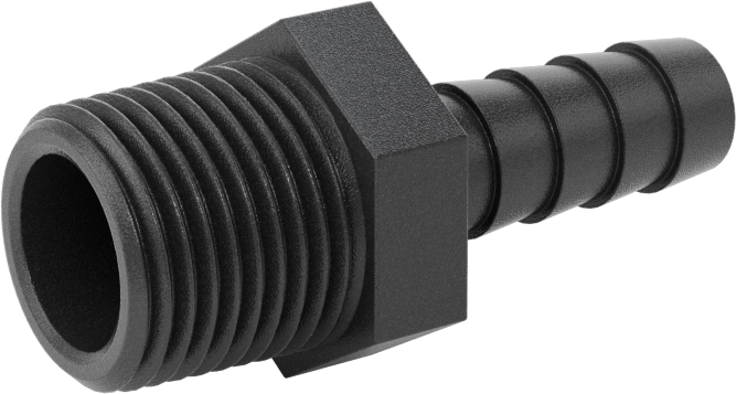 Plastik Dikenli Hortum Bağlantı Elemanı, Su için, Adaptör, 3/8" Hortum İç Çapı, 3/8 NPT Erkek, 150 PSI