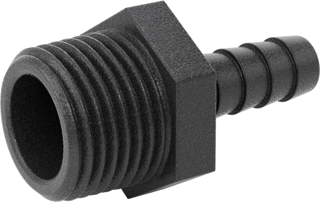 Plastik Dikenli Hortum Bağlantı Elemanı, Su için, Adaptör, 3/8" Hortum İç Çapı, 1/2 NPT Erkek, 150 PSI