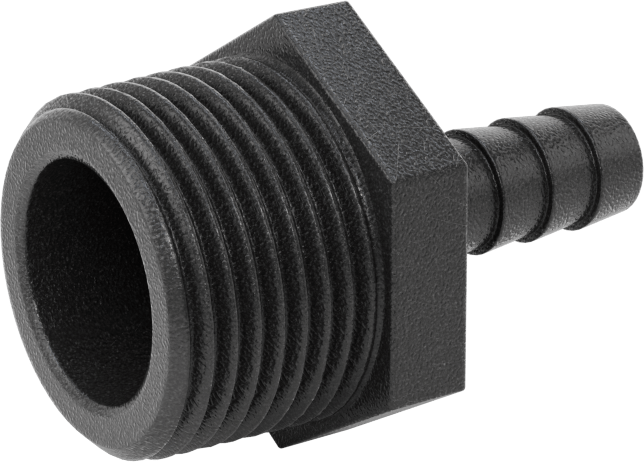 Plastik Dikenli Hortum Bağlantı Elemanı, Su için, Adaptör, 3/8" Hortum İç Çapı, 3/4 NPT Erkek, 150 PSI