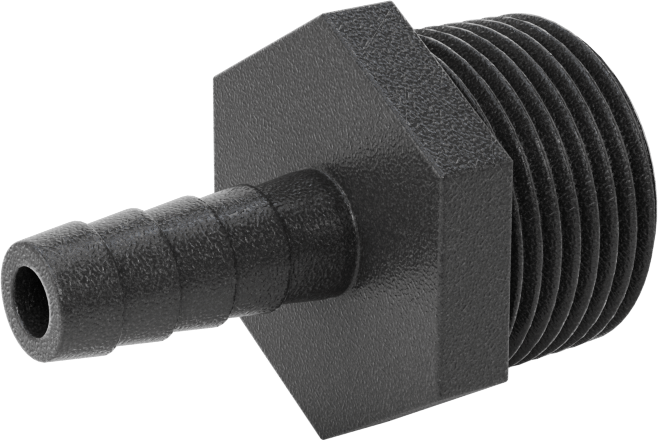 Plastik Dikenli Hortum Bağlantı Elemanı, Su için, Adaptör, 3/8" Hortum İç Çapı, 3/4 NPT Erkek, 150 PSI