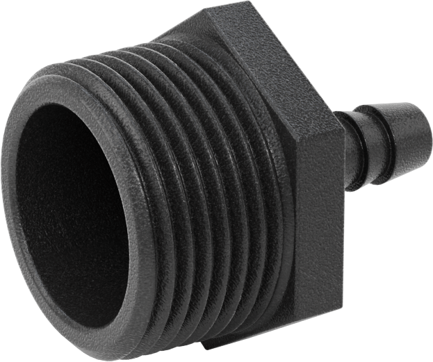 Plastik Dikenli Hortum Bağlantı Elemanı, Su için, Adaptör, 3/8" Hortum İç Çapı, 1 NPT Erkek, 150 PSI