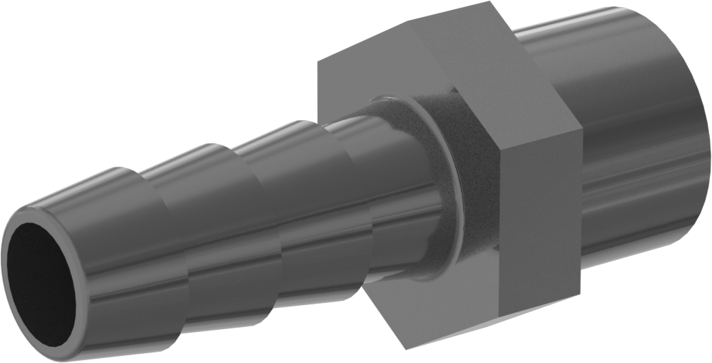 Plastik Dikenli Hortum Bağlantı Elemanı, Su için, Adaptör, 3/8" Hortum İç Çapı, 1/4 NPT Dişi, 150 PSI