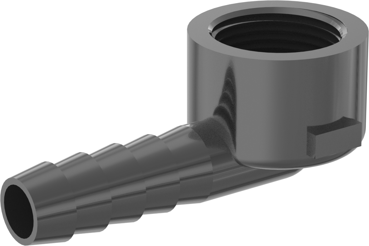 Plastik Dikenli Hortum Bağlantı Elemanı, Su için, Kısa Dirsek, 1/2" Hortum İç Çapı, 3/4 NPT Dişi