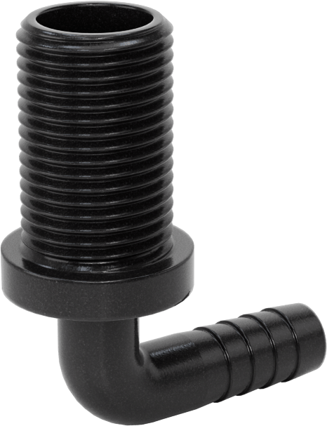 Plastik Dikenli Hortum Bağlantı Elemanı, Su için, Dirsek, 3/8" Hortum İç Çapı, 11/16"-16 UN/UNF Erkek