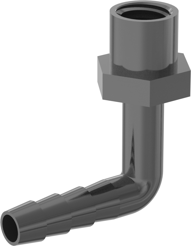 Plastik Dikenli Hortum Bağlantı Elemanı, Su için, Dirsek adaptörü, 1/4" Hortum İç Çapı, 1/8 NPT Dişi