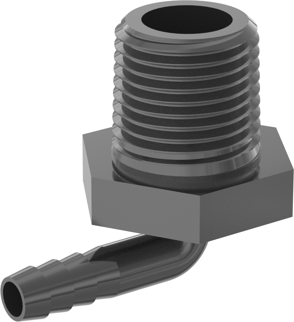 Plastik Dikenli Hortum Bağlantı Elemanı, Su için, Dirsek, 1/4" Hortum İç Çapı, 1/2 NPT Erkek, 150 PSI