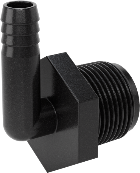 Plastik Dikenli Hortum Bağlantı Elemanı, Su için, Dirsek, 3/8" Hortum İç Çapı, 3/4 NPT Erkek, 150 PSI