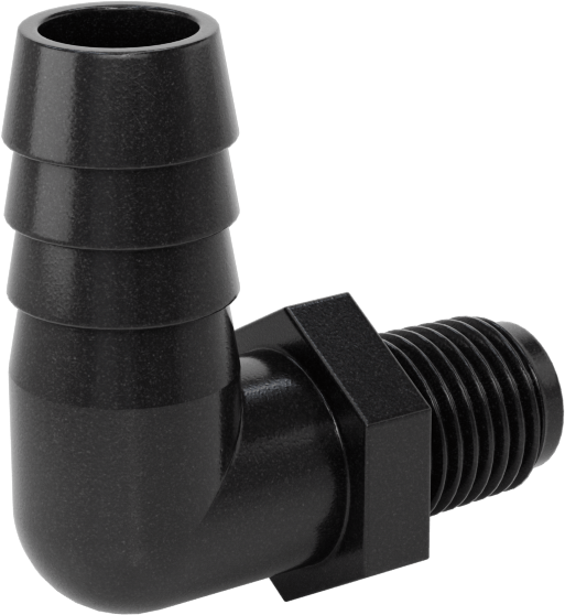Plastik Dikenli Hortum Bağlantı Elemanı, Su için, Dirsek, 1/2" Hortum İç Çapı, 1/4 NPT Erkek, 150 PSI