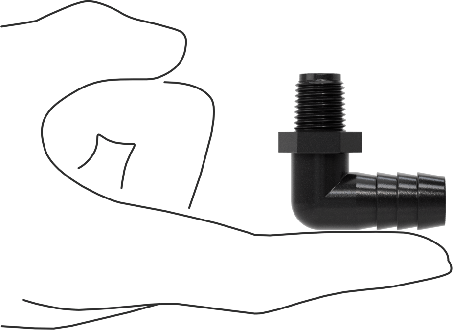 Plastik Dikenli Hortum Bağlantı Elemanı, Su için, Dirsek, 1/2" Hortum İç Çapı, 1/4 NPT Erkek, 150 PSI