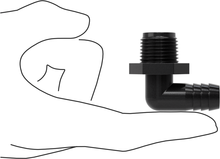 Plastik Dikenli Hortum Bağlantı Elemanı, Su için, Dirsek, 1/2" Hortum İç Çapı, 1/2 NPT Erkek, 150 PSI