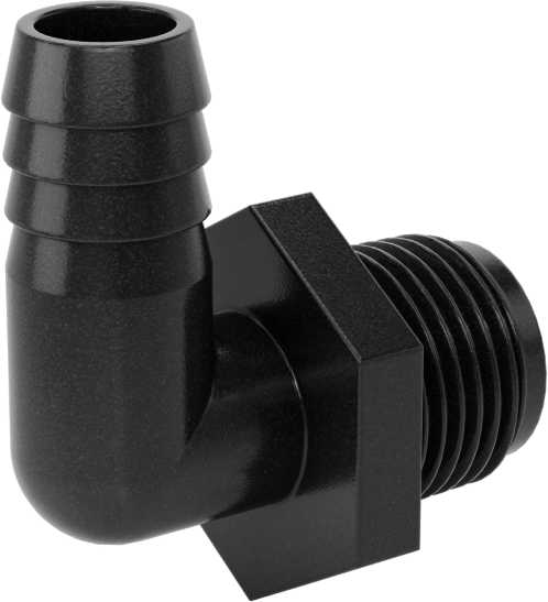 Plastik Dikenli Hortum Bağlantı Elemanı, Su için, Dirsek, 1/2" Hortum İç Çapı, 1/2 NPT Erkek, 150 PSI