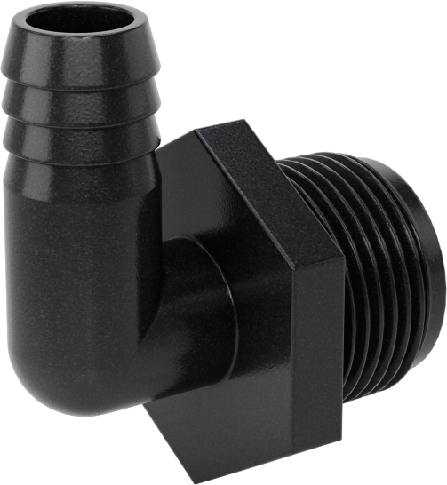 Plastik Dikenli Hortum Bağlantı Elemanı, Su için, Dirsek, 1/2" Hortum İç Çapı, 3/4 NPT Erkek, 150 PSI