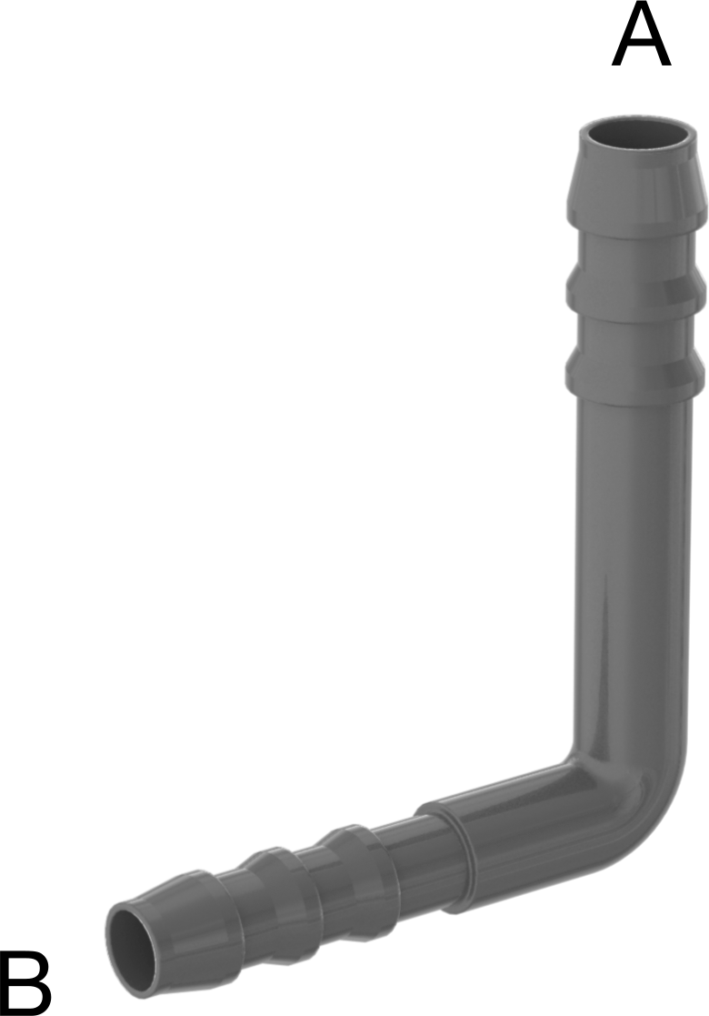 Plastik Dikenli Hortum Bağlantı Elemanı, 90 Derece Dirsek Redüktör, 3/16“ x 5/32” Hortum İç Çapı için