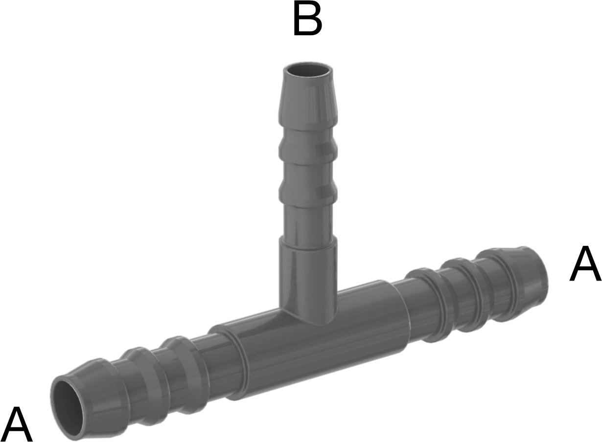 Plastik Dikenli Hortum Bağlantı Elemanı, 1/4“ x 3/16” Hortum İç Çapı için Hat Üstü T Redüktör