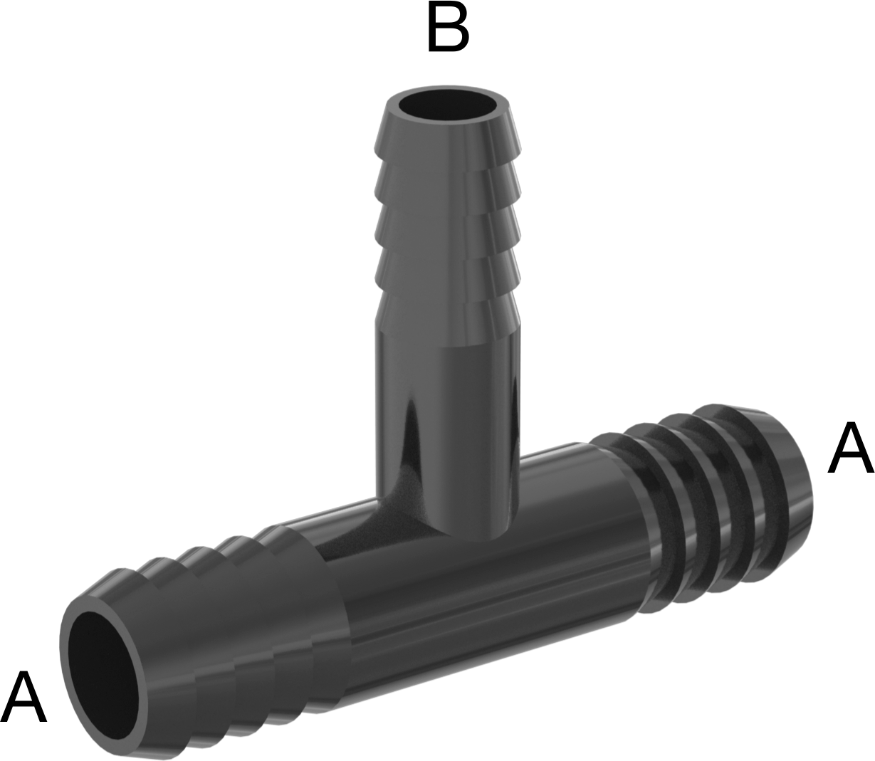 Plastik Dikenli Hortum Bağlantı Elemanı, Su için, 1/2“ x 3/8” Hortum İç Çapı için T Redüktör
