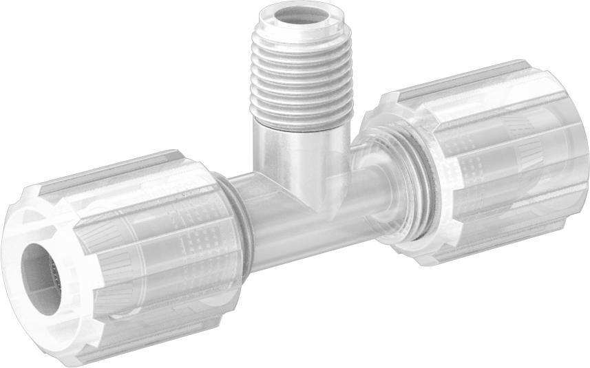 Kimyasallar için Sıkıştırmalı Bağlantı Parçası, 3/8" Dış Çaplı Plastik Boru x 1/4 NPT Erkek için Hat Üstü T