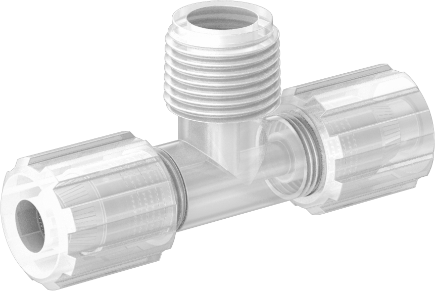 Kimyasallar için Sıkıştırmalı Bağlantı Parçası, 3/8" Dış Çaplı Plastik Boru x 1/2 NPT Erkek için Hat Üstü T