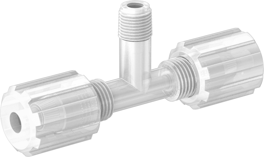 Kimyasallar için Sıkıştırmalı Bağlantı Parçası, 1/4" Dış Çaplı Plastik Boru x 1/8 NPT Erkek için Hat Üstü T
