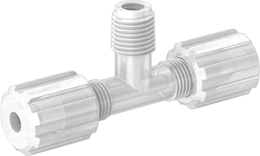 Kimyasallar için Sıkıştırmalı Bağlantı Parçası, 1/4" Dış Çaplı Plastik Boru x 1/4 NPT Erkek için Hat Üstü T