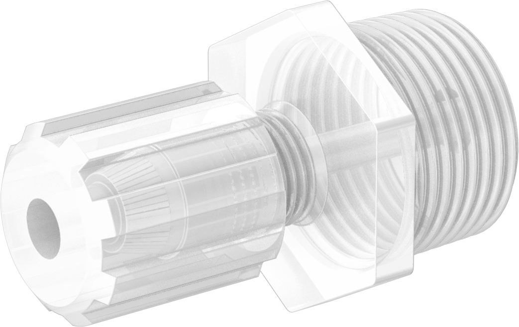Kimyasallar için Sıkıştırmalı Bağlantı Parçası, 1/4" Dış Çaplı Boru x 3/4 NPT Erkek için Düz Adaptör