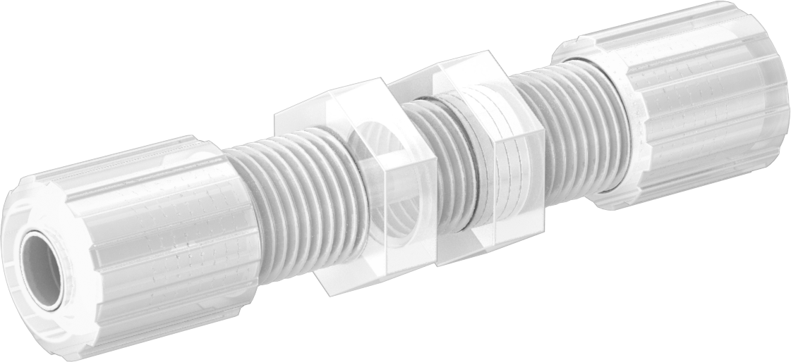 Kimyasallar için Sıkıştırmalı Bağlantı Parçası, Duvar Geçiş Konektörü, 1/4“ Boru Dış Çapı ve 1/4” Kalın Duvar