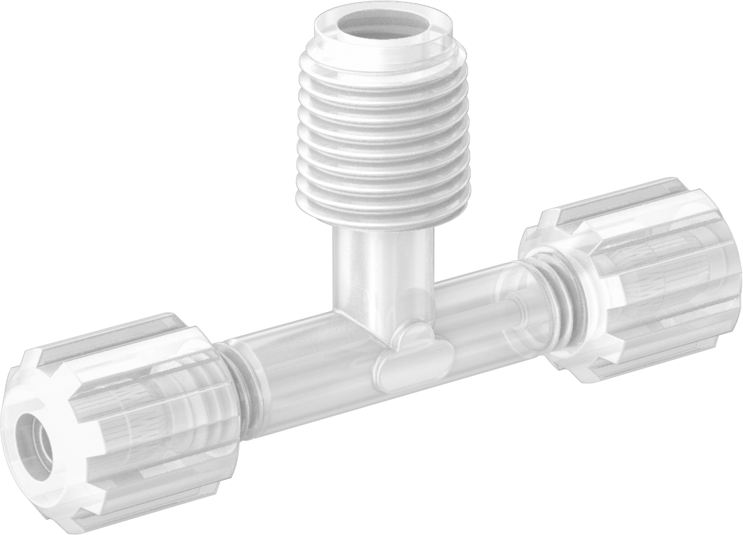 Kimyasallar için Sıkıştırmalı Bağlantı Parçası, 1/8" Boru Dış Çapı x 1/4 NPT Erkek için Hat Üstü T Adaptörü