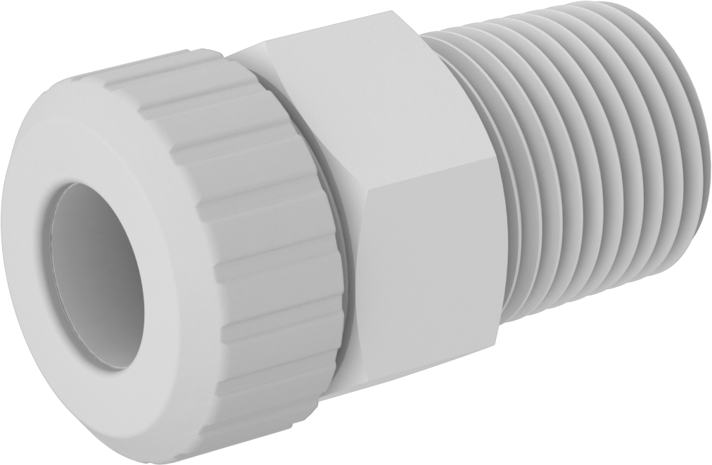 Kimyasallar için Sıkıştırmalı Bağlantı Parçası, 12 mm Dış Çaplı Boru x 1/2 Erkek NPT için Düz Adaptör