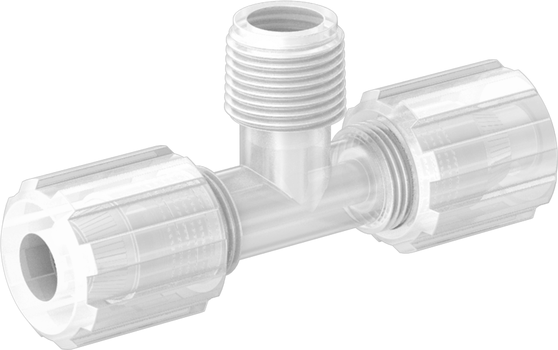 Kimyasallar için Sıkıştırmalı Bağlantı Parçası, 3/8" Dış Çaplı Plastik Boru x 3/8 NPT Erkek için Hat Üstü T