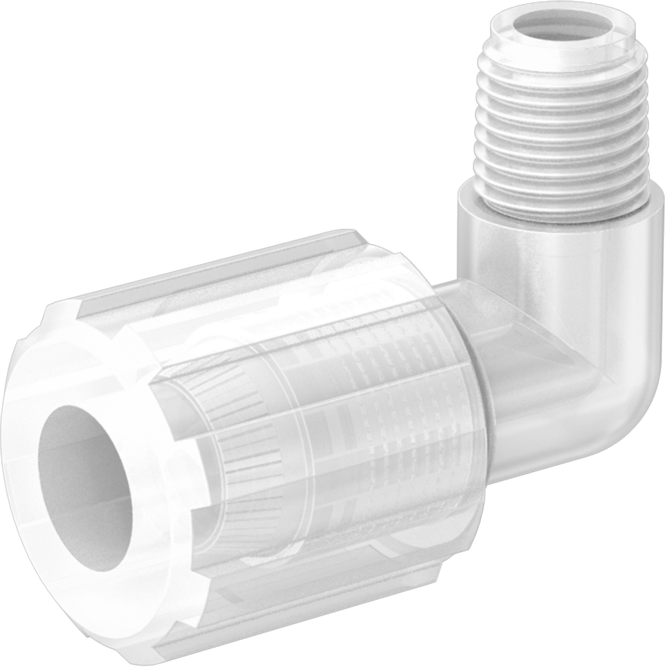 Kimyasallar için Sıkıştırmalı Bağlantı Parçası, 1/2" Dış Çaplı Plastik Boru x 1/4 NPT Erkek için Dirsek