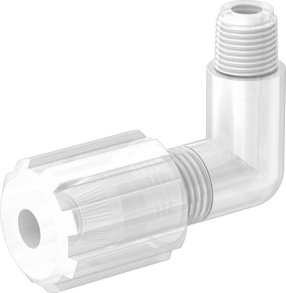Kimyasallar için Sıkıştırmalı Bağlantı Parçası, 1/4" Dış Çaplı Plastik Boru x 1/8 NPT Erkek için Dirsek