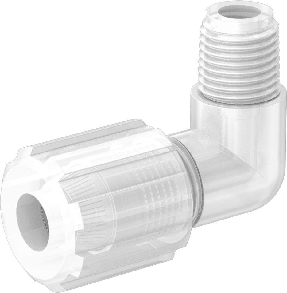Kimyasallar için Sıkıştırmalı Bağlantı Parçası, 3/8" Dış Çaplı Plastik Boru x 1/4 NPT Erkek için Dirsek