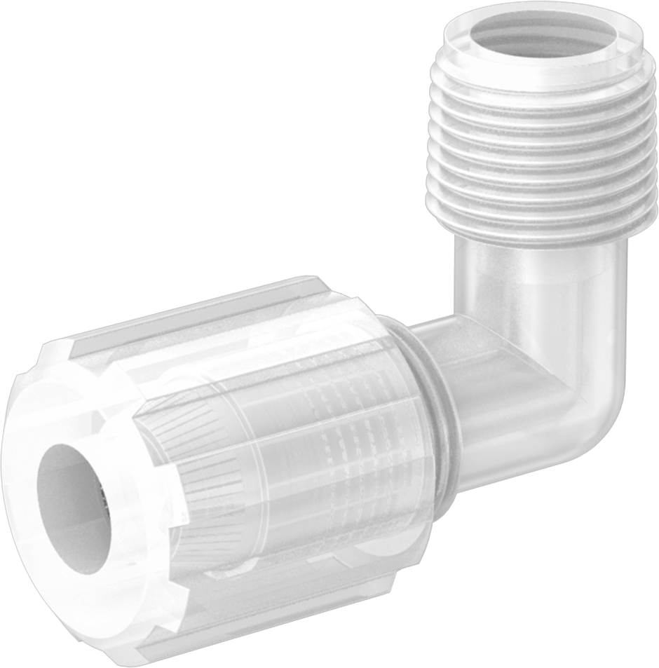Kimyasallar için Sıkıştırmalı Bağlantı Parçası, 3/8" Dış Çaplı Plastik Boru x 3/8 NPT Erkek için Dirsek