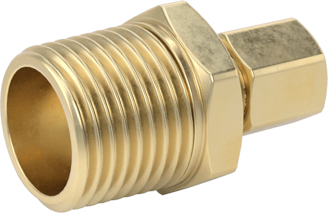 Bakır Boru için Sıkıştırma Bağlantı Elemanı, 1/4" Boru Dış Çapı x 1/2 NPTF Erkek için Düz Adaptör