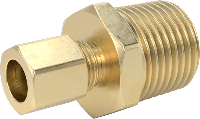 Bakır Boru için Sıkıştırma Bağlantı Elemanı, 1/4" Boru Dış Çapı x 1/2 NPTF Erkek için Düz Adaptör
